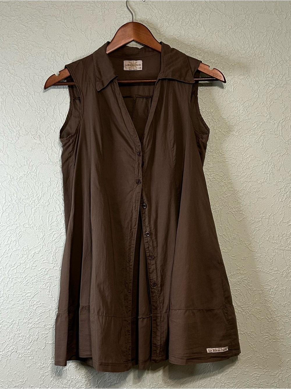 Le Blé en Herbe 100% Cotton Brown Flared Tunic Top L/XL